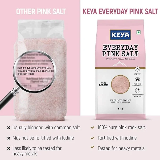 Keya Everyday Pink Salt 1kg – With Iodine, Better Texture & Flavour image 2