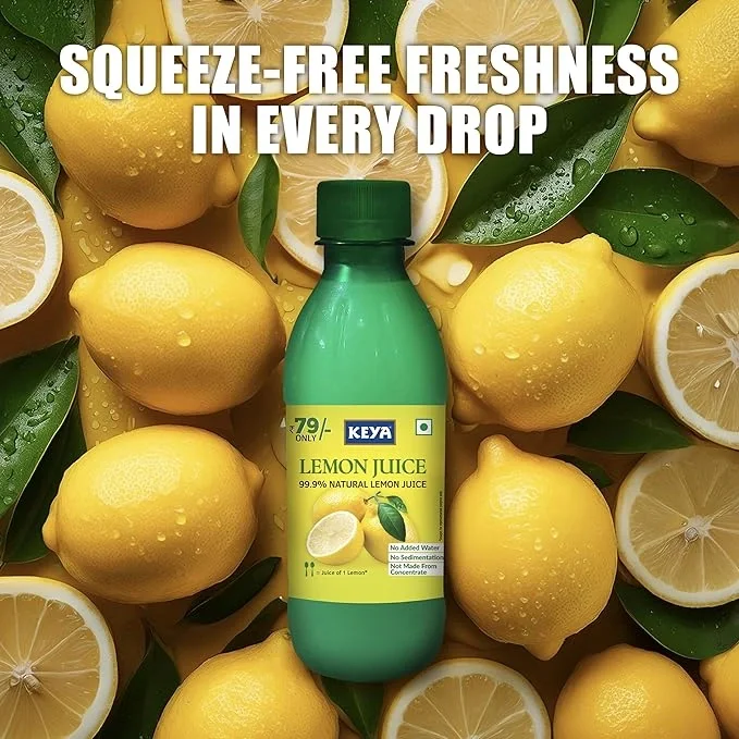  Keya Fresh Lemon Juice| Contains Natural Lemon Juice| No Added Water, No Concentrate, No Sedimentation|Fresh for 24 Months| 250 ml image 2