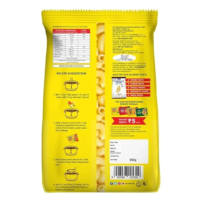  Keya Macaroni 850g, 100% Durum Wheat Pasta image 3