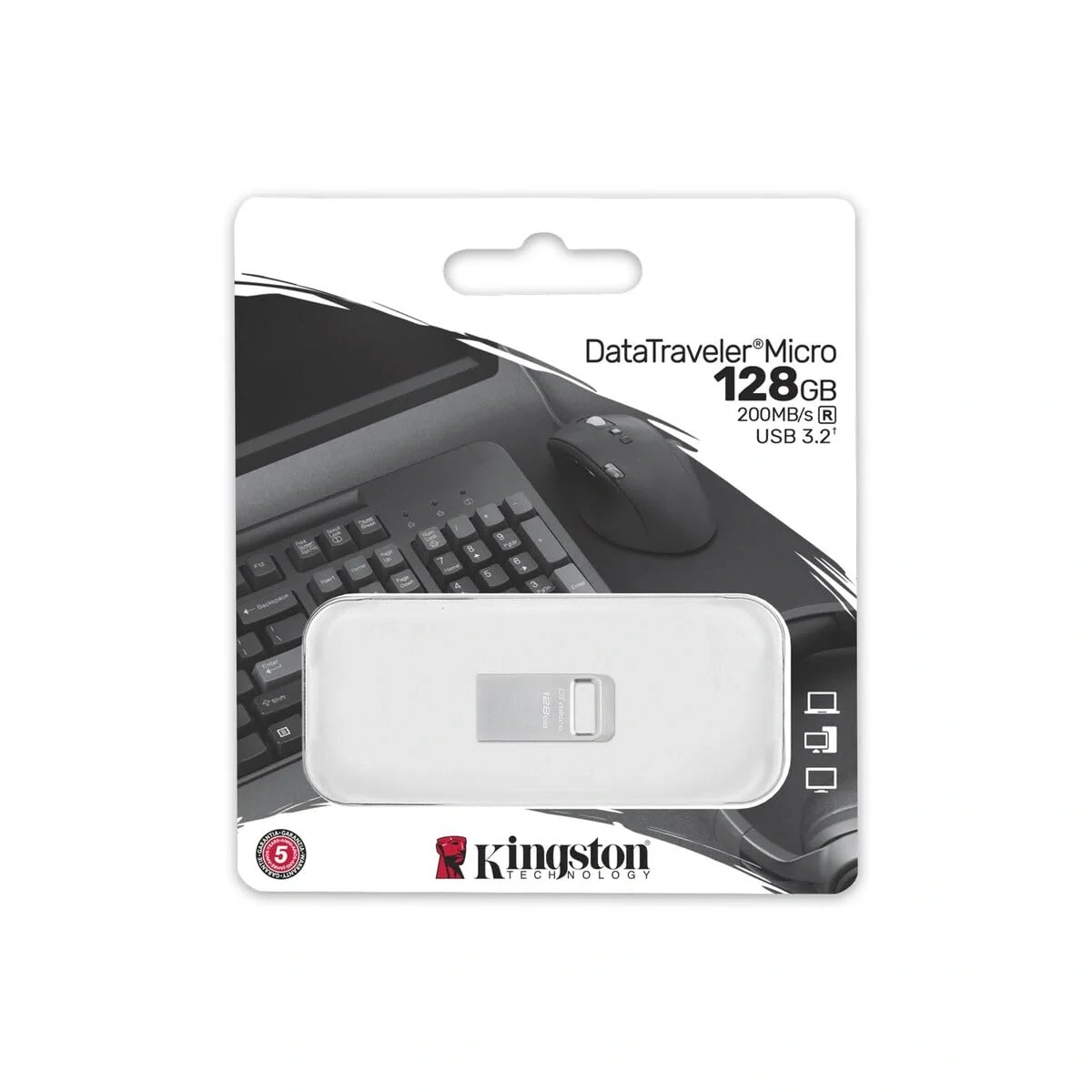 Kingston DataTraveler Micro 128GB USB Flash Drive Metal Design USB 3.2 Gen 1, Read Speed up to 200MB/s, DTMC3G2/128GB, 5 Year Warranty image 3