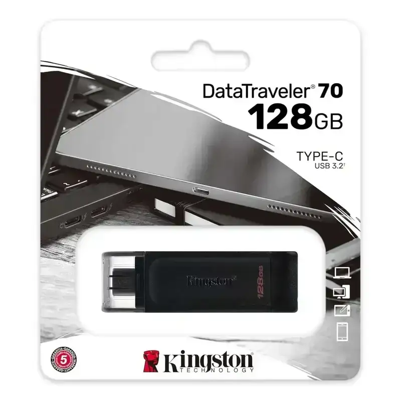 Kingston DataTraveler 70 128GB Portable USB-C Pendrive with USB 3.2 Gen 1 speed, DT70/128GB, 5 Year Warranty image 2
