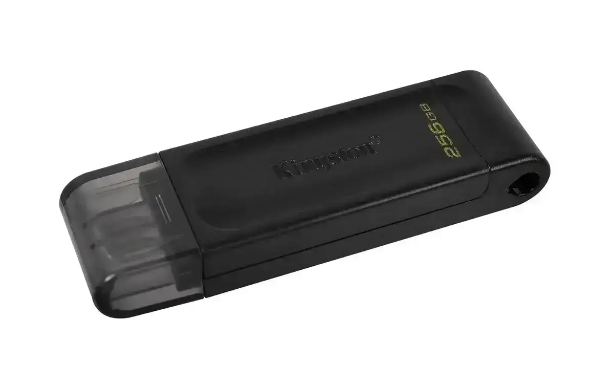 Kingston DataTraveler 70 256GB USB-C pendrive with USB 3.2 Gen 1 speed. Portable storage with 5-year warranty.