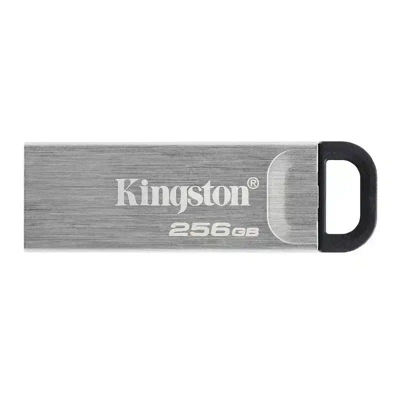 Kingston DataTraveler Kyson 256GB USB 3.2 Gen 1 pendrive with capless metal case, up to 200MB/s. 5-year warranty.