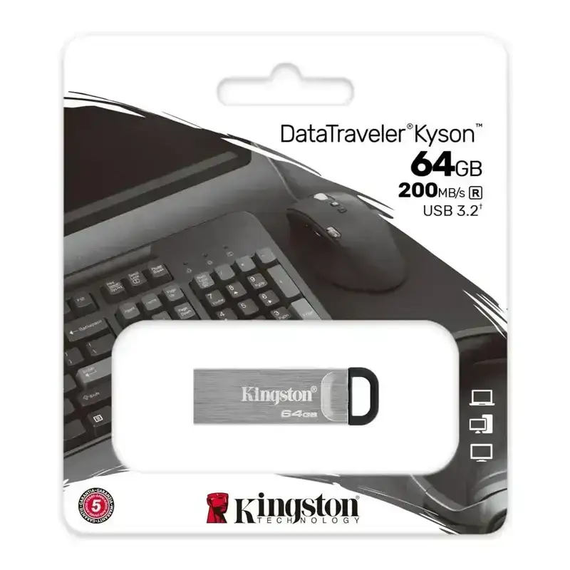 Kingston DataTraveler Kyson 64 GB pendrive USB 3.2 Gen 1, 200 MBps, Stylish Capless Metal Case (DTKN/64GB), 5 Year Warranty image 6