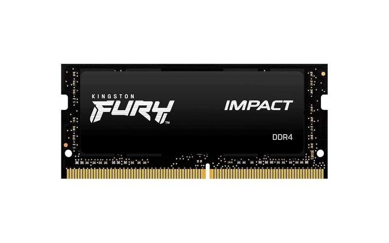 Kingston Fury Impact 16GB 3200MHz DDR4 CL20 SODIMM Laptop RAM. Black. 10-Year Warranty. High-performance memory upgrade.