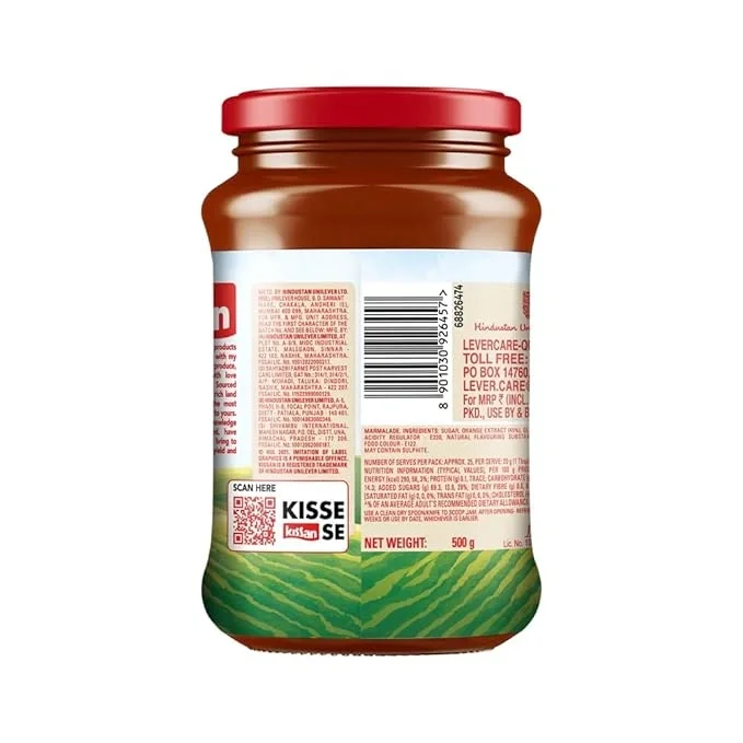 Kissan Orange Marmalade Jam, 500gm, 100% Real fruit ingredients image 6