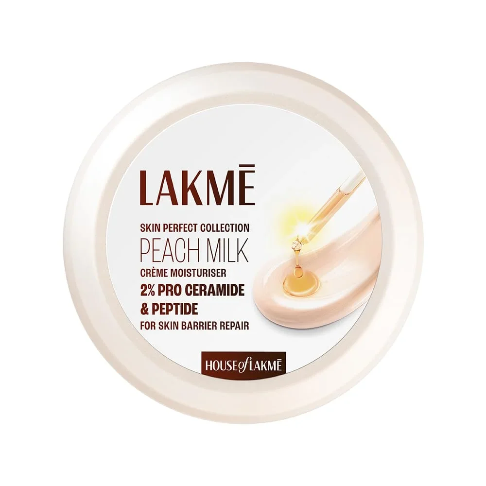 Lakmé Peach Milk Creme Moisturizer with 2% Pro-Ceramide & Peptides | Repairs Damaged Skin Barrier & Gives Intense Hydration | For Dry, Norma & Sensitive 200g