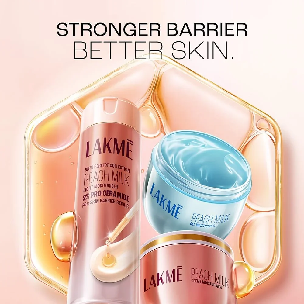 Lakmé Peach Milk Creme Moisturizer with 2% Pro-Ceramide & Peptides | Repairs Damaged Skin Barrier & Gives Intense Hydration | For Dry, Norma & Sensitive 200g image 2