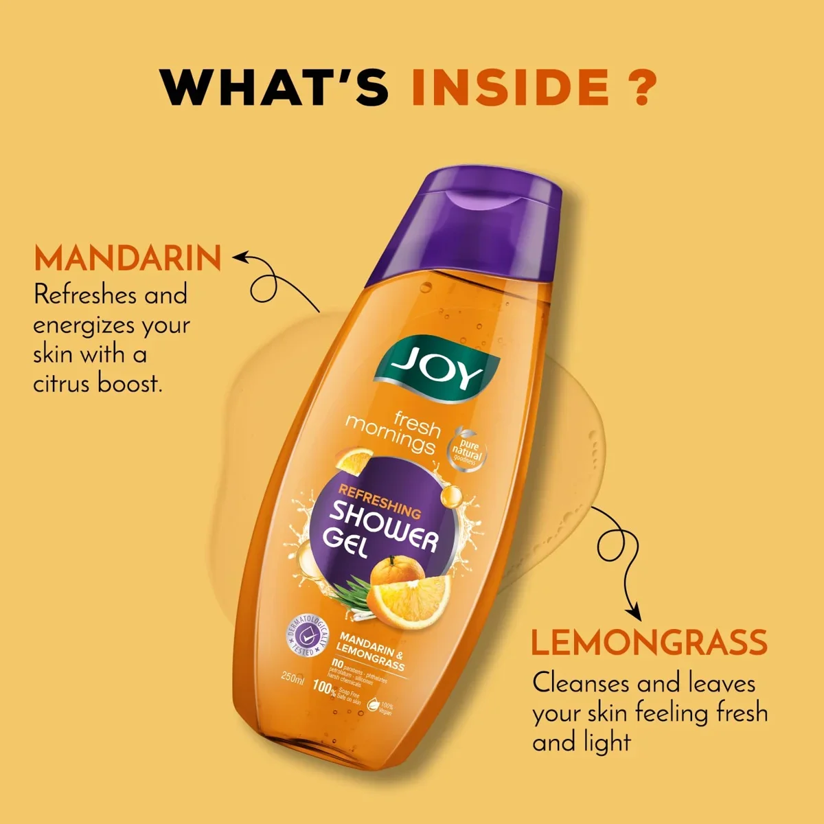 Joy Shower Gel Body Wash – Mandarin & Lemongrass, 250ml image 3