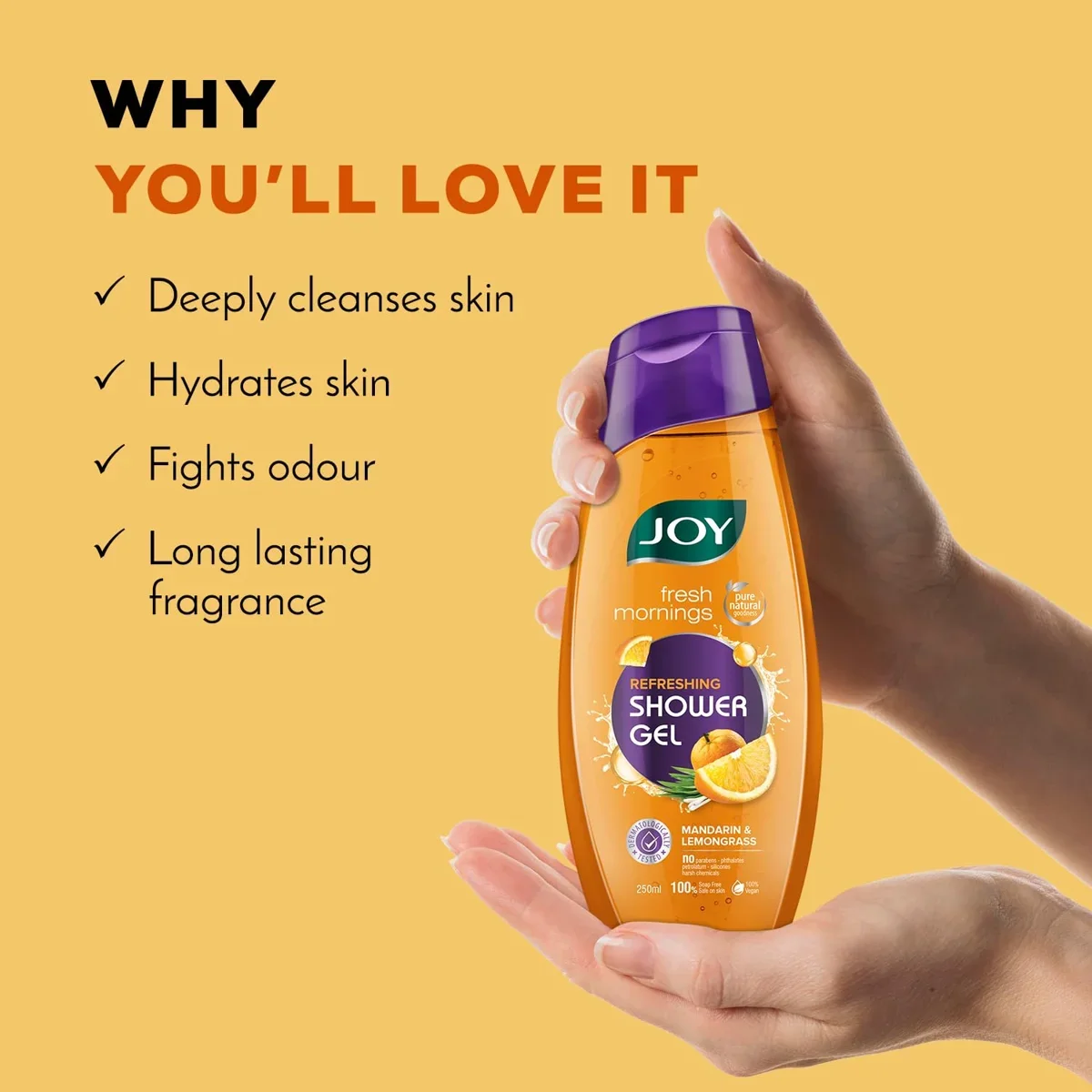 Joy Shower Gel Body Wash – Mandarin & Lemongrass, 250ml image 5