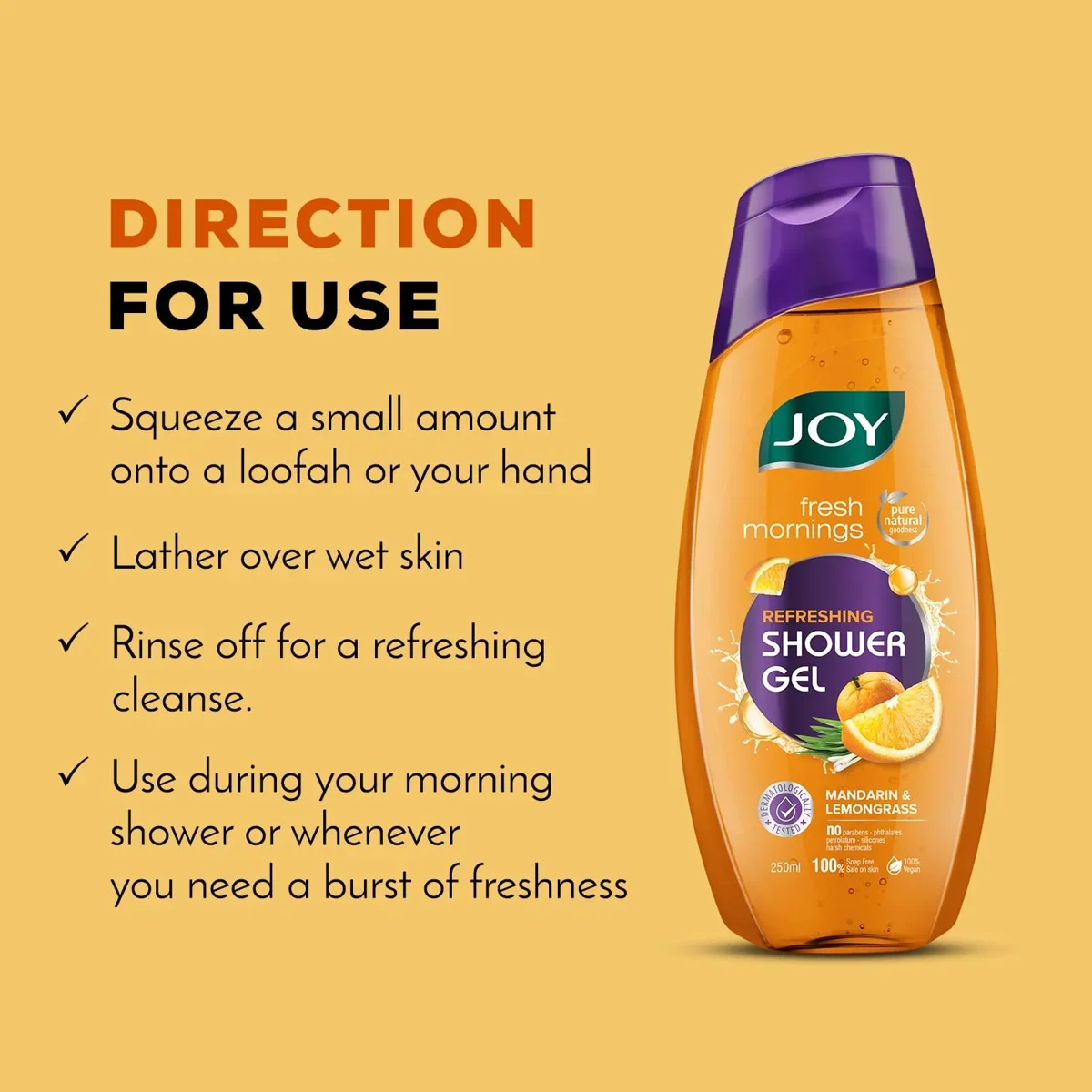 Joy Shower Gel Body Wash – Mandarin & Lemongrass, 250ml image 6