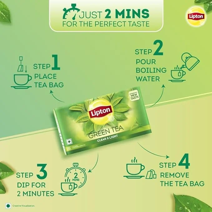 Lipton Clear & Light Green Tea Bags, Vegan, vegetarian friendly, 25 pcs image 3