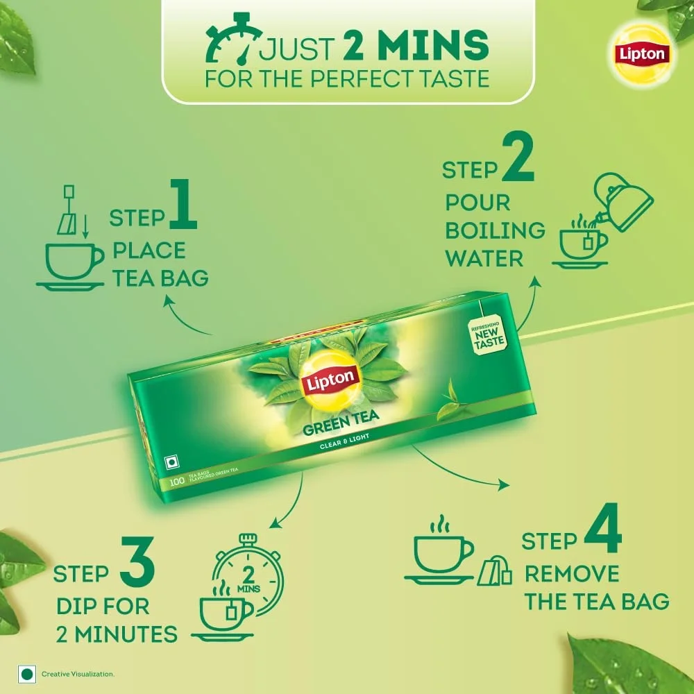 Lipton Clear & Light Green Tea Bags | 100 Pieces – Refreshing Herbal Tea image 6