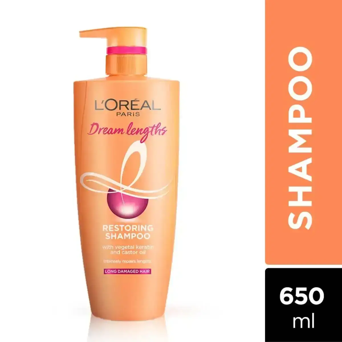 L'Oréal Paris Dream Lengths Shampoo 650ml for long, healthy hair. Reduces breakage and split ends.