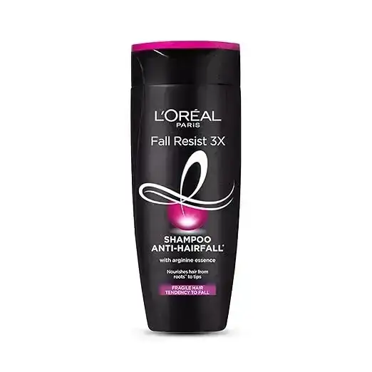 L'Oreal Paris Fall Resist 3X Anti-Hairfall Shampoo 180ml. Strengthens hair, reduces hair fall. Ideal for weak, brittle hair.