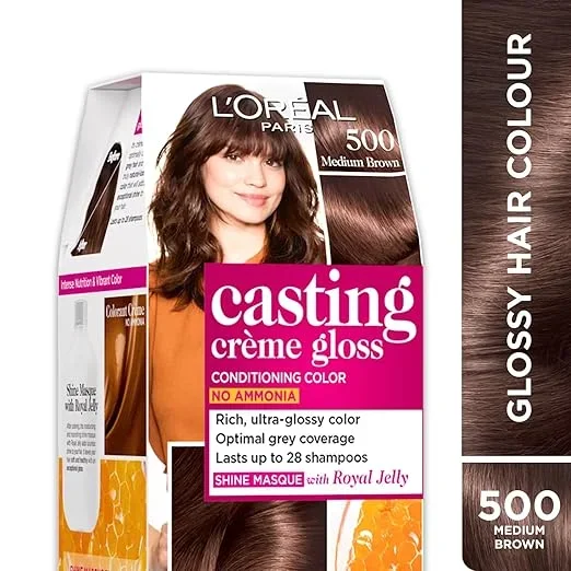 L’Oréal Paris Casting Creme Gloss Hair Color 500 Medium Brown – Glossy & Long-Lasting Color image 2