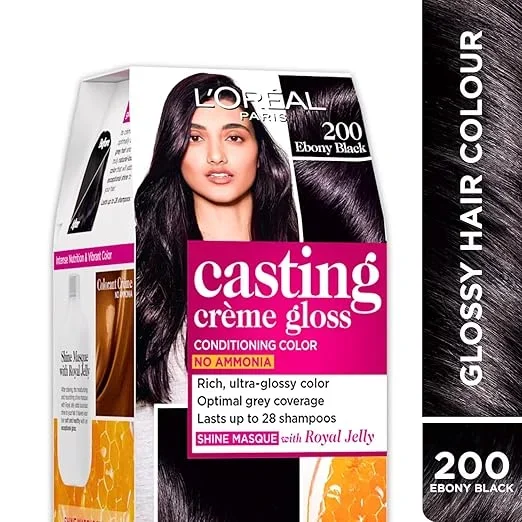 L'ORÉAL Casting Creme Gloss Hair Color - 200 Ebony Black (87.5g+72ml) image 4