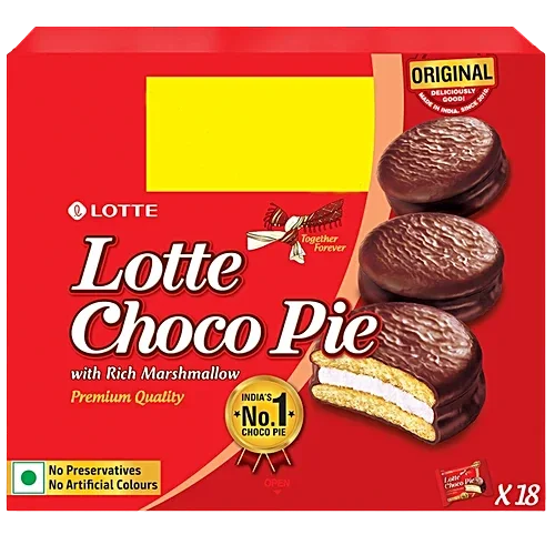 Lotte Choco Pie - Original, With Rich Marshmallow, 23 g (Pack of 18)
