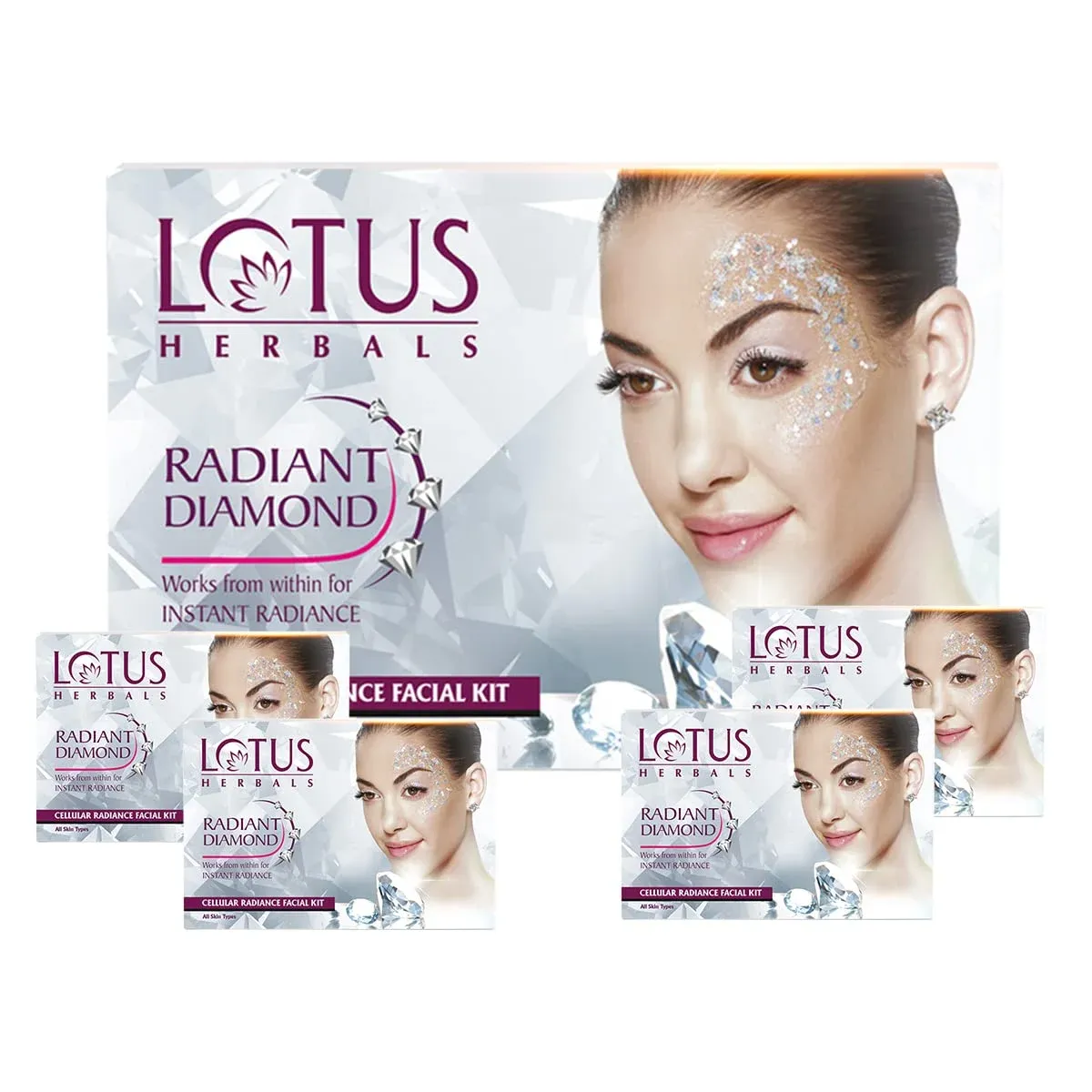 Lotus Herbals Radiant Diamond Cellular Radiance 1 Facial Kit | With Diamon Dust & Cinnamon, 37gm image 9