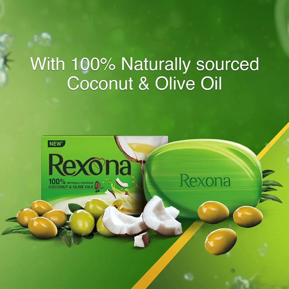 Rexona Coconut and Olive Oil Soap For Silky Smooth Skin, 4X100 g image 2
