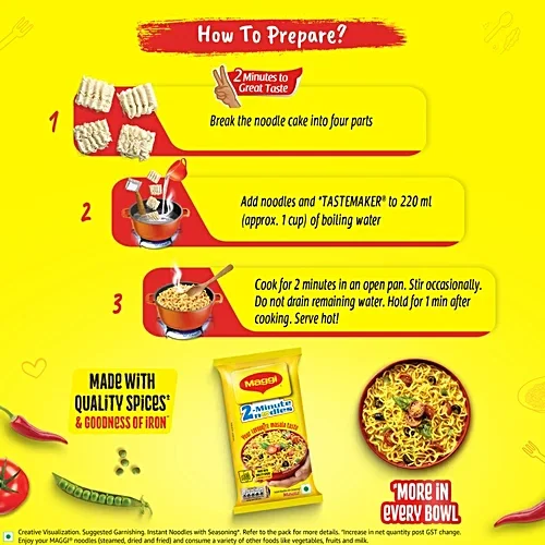 MAGGI 2-Minute Instant Noodles, Masala Noodles With Goodness Of Iron, 150gm image 2