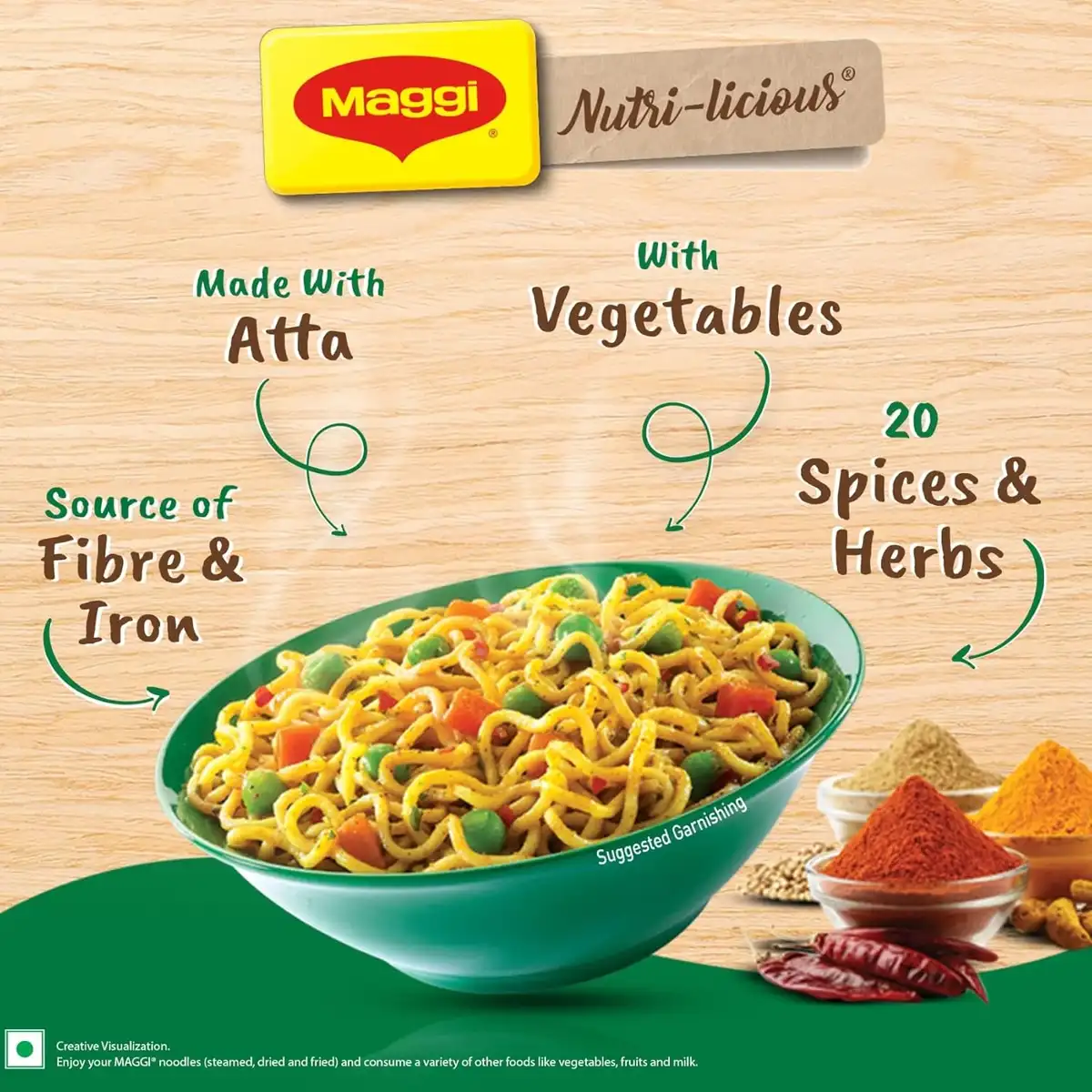 MAGGI Nutri-licious Masala Veg Atta Noodles, 51gm image 3