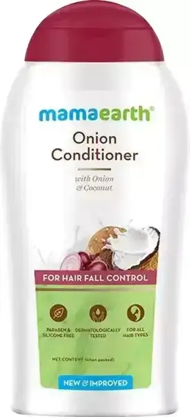Mamaearth Onion Conditioner 200ml - strengthens hair, reduces hair fall, and adds shine. Made with natural ingredients.
