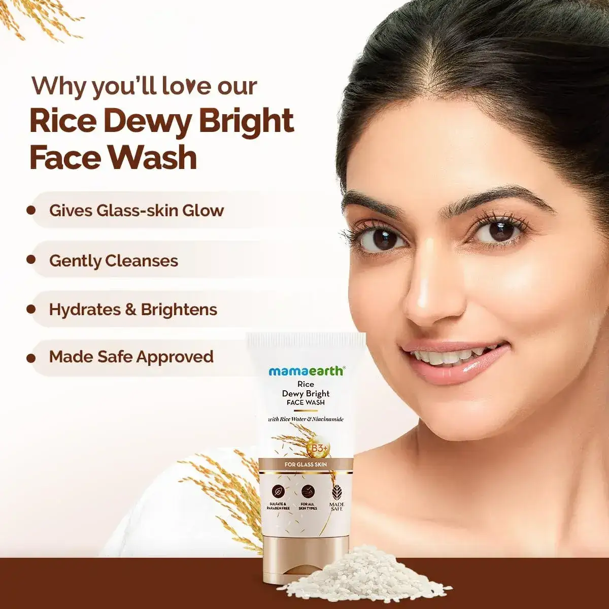 Mamaearth Rice Dewy Bright 150ml for Glow-Boosting Rice Water Face Wash image 8
