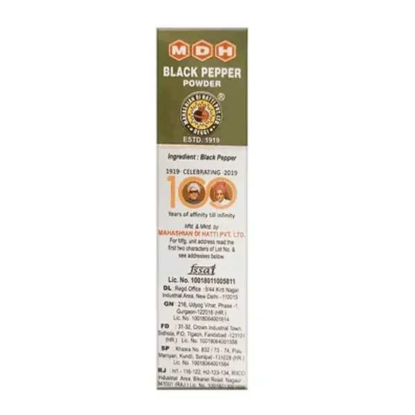 MDH Black Pepper Powder,( Kali Mirch Powder ) 50 gm image 2