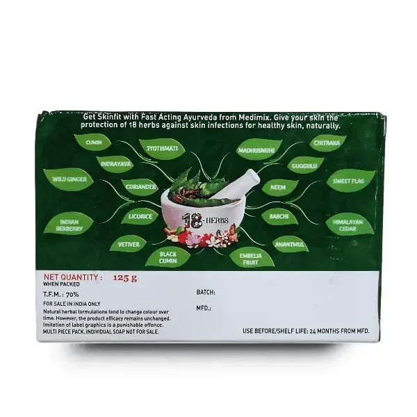 Medimix Ayurvedic Nature Protect Soap 18 Herbs | 3×125g + 75g Free image 6