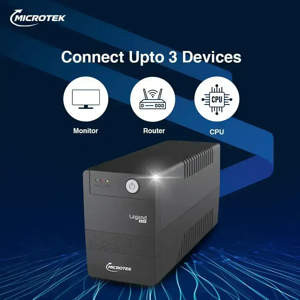 Microtek Legend 1000 Line Interactive UPS 1000VA UPS | 600W | for Desktop PC & Home Office with 2 Years on UPS & 1 year on Battery image 5