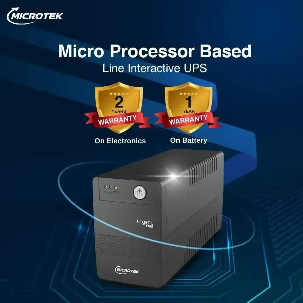 Microtek Legend 650 VA line interactive UPS | 360W | Protection for Home Office, Desktop PC & Home Electronics | 2 Year Warranty on UPS and 1 Year Warranty on Battery image 3