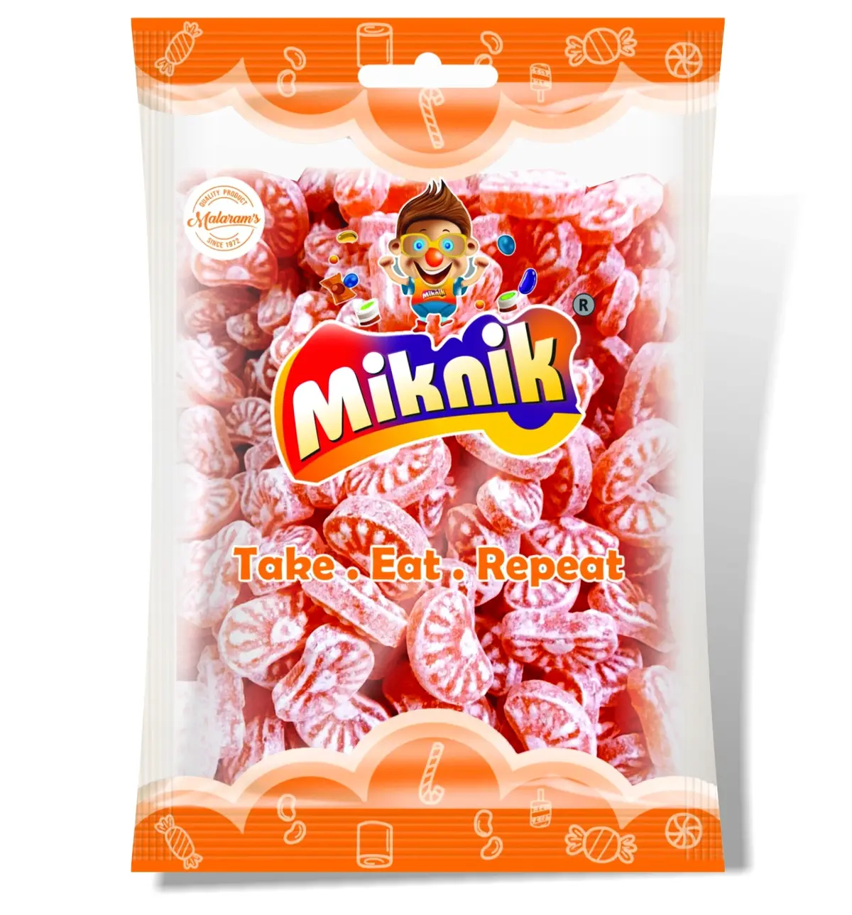 Miknik Orange candy, 90gm, flavorful and sour