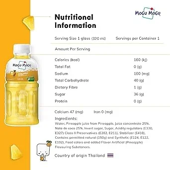 Mogu Mogu Pineapple Juice Drink with Nata de Coco Jelly – 320ml image 2