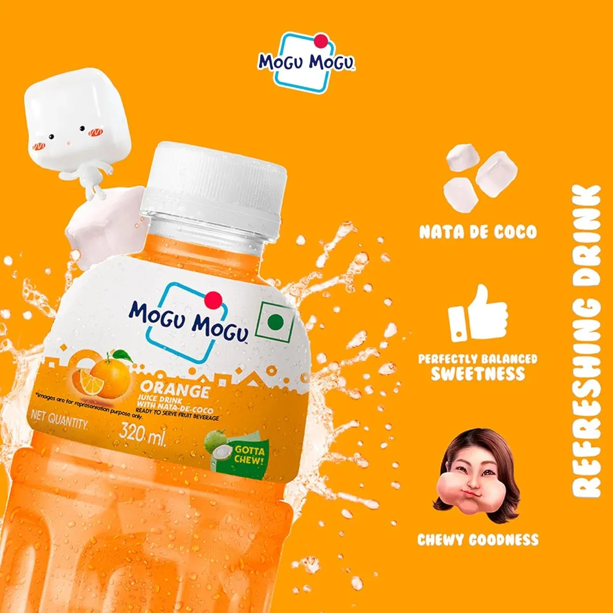 Mogu Mogu Orange Juice Drink with Nata de Coco Jelly – 320ml image 4
