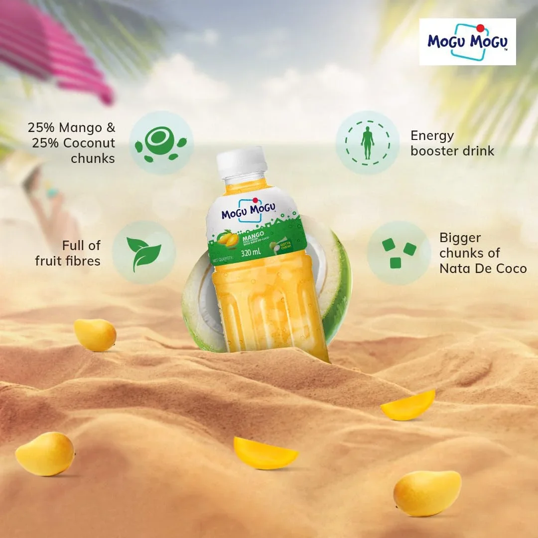 Mogu Mogu Mango Juice Drink with Nata de Coco Jelly – 320ml image 3