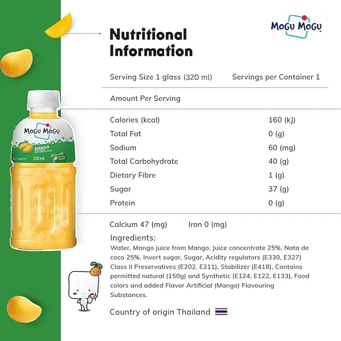 Mogu Mogu Mango Juice Drink with Nata de Coco Jelly – 320ml image 5
