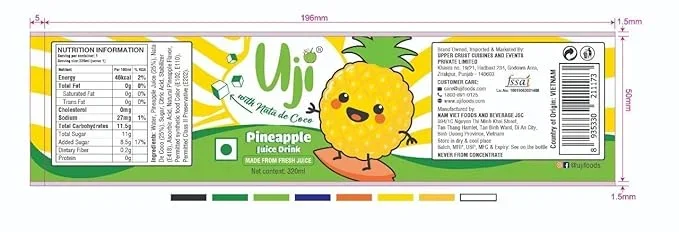 UJI Pineapple Juice with Nata De Coco – Refreshing Fruit Drink 320 ml image 2
