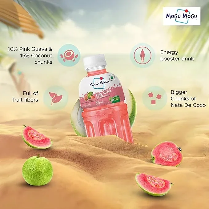 Mogu Mogu Pink Guava Juice Drink with Nata de Coco Jelly – 320ml image 3