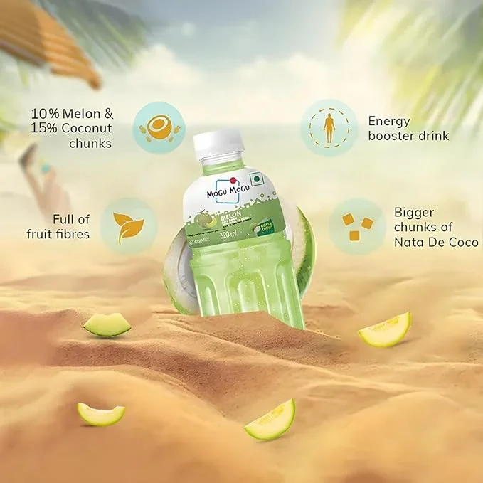Mogu Mogu Melon Juice with Nata de Coco Jelly – Refreshing Drink 320ml image 4