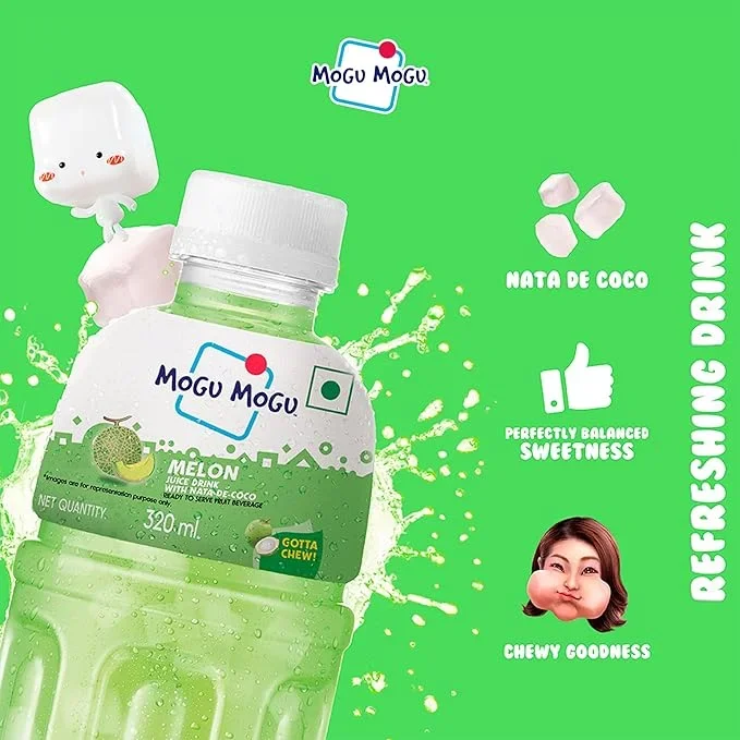 Mogu Mogu Melon Juice with Nata de Coco Jelly – Refreshing Drink 320ml image 5