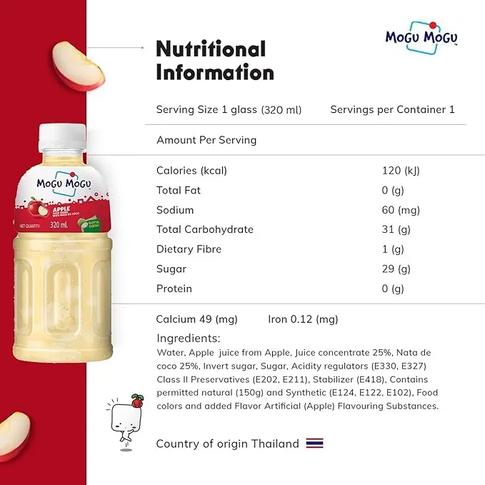 Mogu Mogu Apple Juice Drink with Nata de Coco Jelly – 320ml image 5
