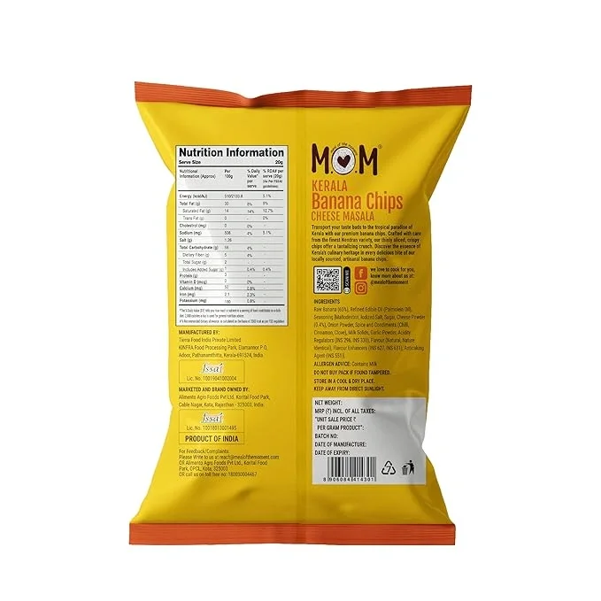  MOM - Meal of the Moment, Cheese Masala Banana Chips, Super Thin & Crispy | No Artifical Flavours | Zero Trans Fat, 75g image 3