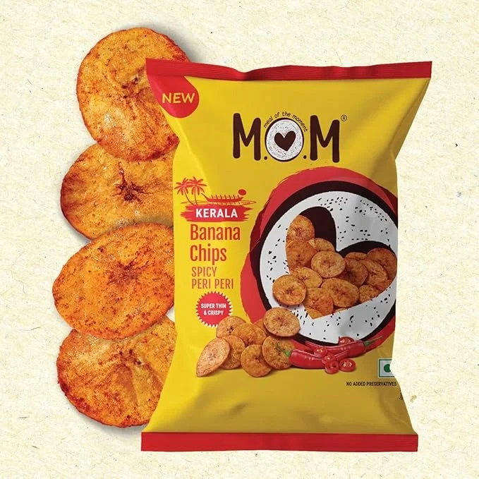 MOM Meal of the Moment Peri Peri Banana Chips, Super Thin & Crispy, No Artificial Flavours, Zero Trans Fat, 75g