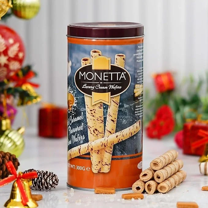 Monetta Salted Caramel Flavored Wafer Rolls - 300g, Crispy & Creamy image 3