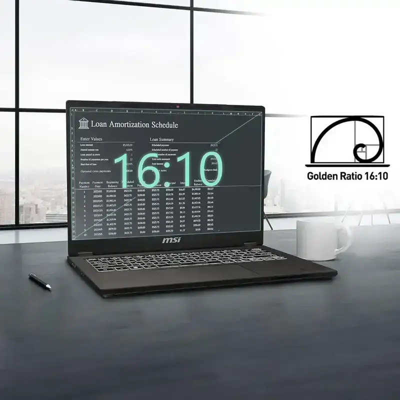 MSI Commercial 14 H, Intel Core i7-13700H, 32GB 3200 MHz DDR4 RAM or Memory, 1TB NVMe SSD, 14” FHD+ (1920x1200), IPS-Level, Intel® Iris® Xe graphics, Windows 11 Pro, Solid Gray, 1.6 Kg, A13MG vPro-065IN, 3 Year Warranty image 6