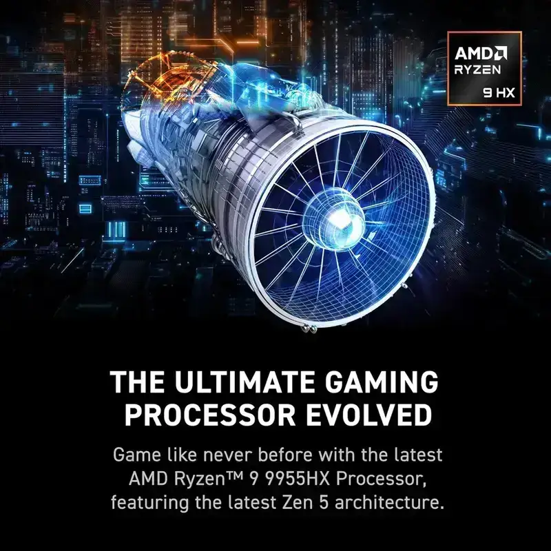 MSI Crosshair 17 HX AI, AMD Ryzen 9 9955HX, 32GB GB DDR5 RAM or Memory, 2TB NVMe SSD, NVIDIA GeForce RTX 5070 Ti DDR7 12GB, 18” QHD+ (2560x1600), 240Hz, IPS-Level, Windows 11 Home, Cosmos Gray, 3.6 Kg, A9WHG-033IN, 2 Year Warranty image 4