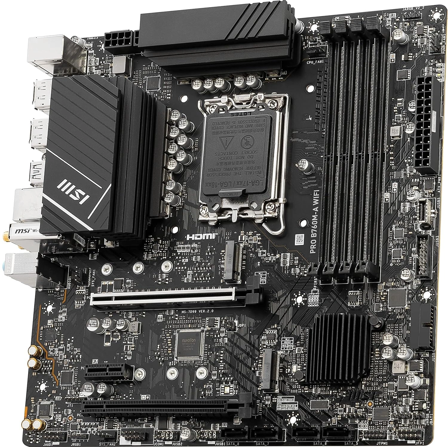 MSI PRO B760M-A WiFi ProSeries DDR5 mATX Motherboard, PCIe 4.0, M.2, Wi-Fi 6E, 2.5Gbps LAN, LGA 1700, Intel 12th/13th/14th Gen image 5