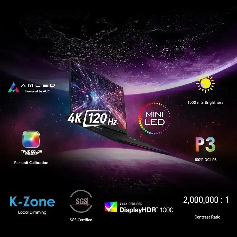 MSI Raider 18 HX AI, Core Ultra 9 285HX, 64GB 5600 MHz DDR5 RAM or Memory, 2TB NVMe SSD, NVIDIA GeForce RTX 5090 DDR7 24GB, 18” UHD+ (3840x2400), MiniLED, 120Hz, 100% DCI-P3(Typical), Windows 11 Home, Core Black, 3.6 Kg, A2XWJG-253IN, 2 Year Warranty image 4