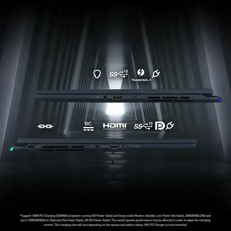 MSI Stealth 14 AI Studio, Core Ultra 7 155H, 16GB 5600 MHz DDR5 RAM or Memory, 1TB NVMe SSD, NVIDIA GeForce RTX 4060 DDR6 8GB, 14" FHD+(1920x1200), 165Hz Refresh Rate, IPS-Level, 100%sRGB(Typical), Windows 11 Home, Star Blue, 1.7 Kg, A1VFG-053IN, 2 Year Warranty image 11